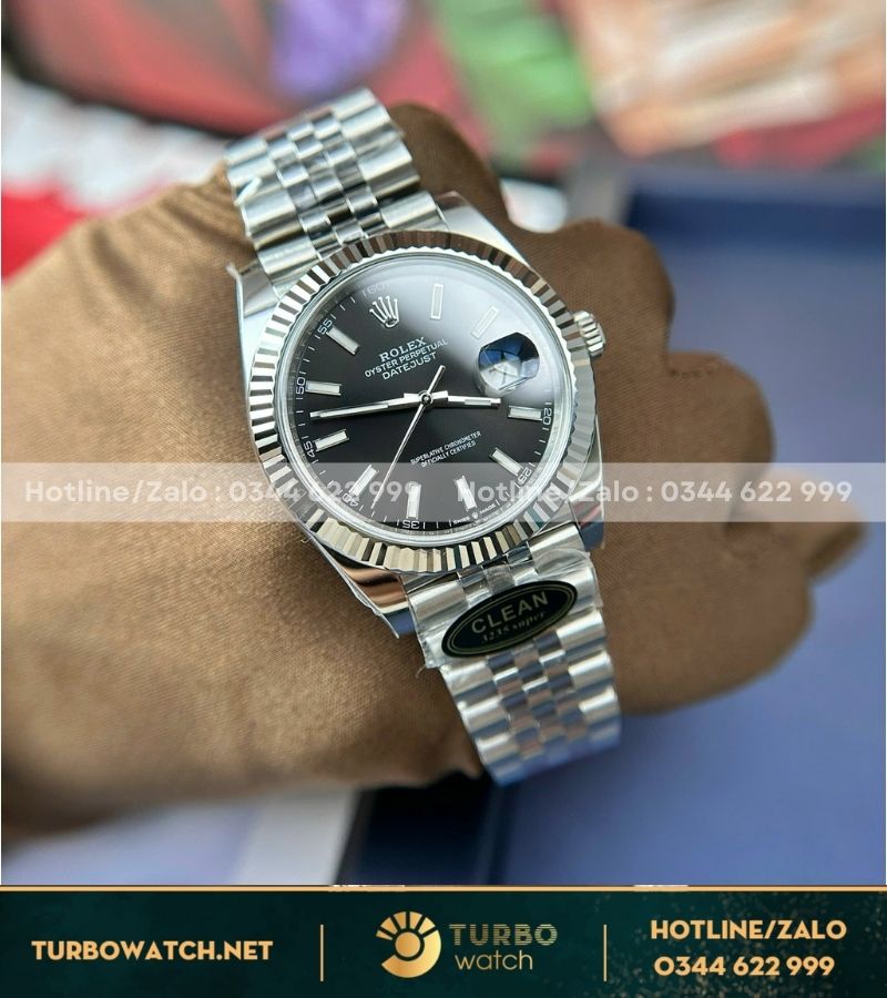 Rolex datejust mặt đen cọc số dạng quang clean factory