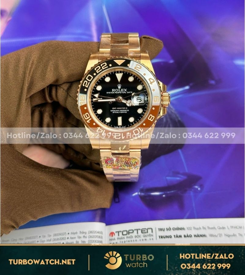 Rolex GMT-Master II máy cal3186 full rose gold nhà máy CLEAN