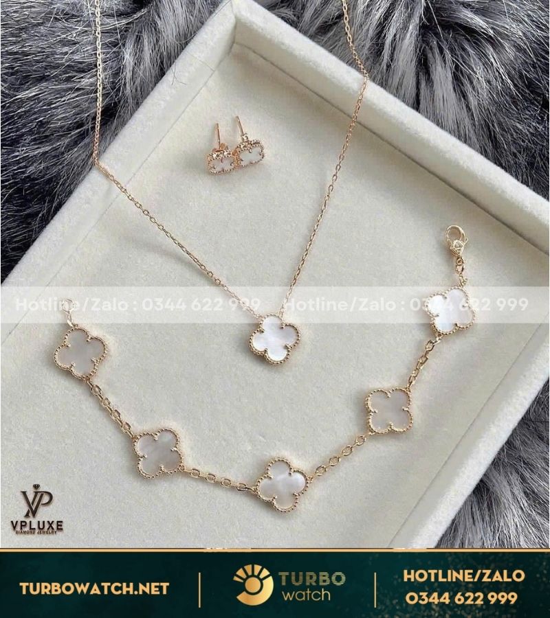 Set trang sức Vancleef chế tác vàng 18k