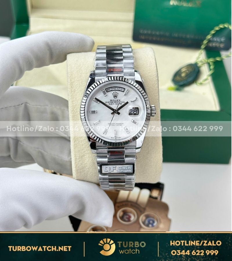 Đồng hồ Rolex Day-Date 36mm mặt số khảm trai nặng 158 gram nhà máy QF