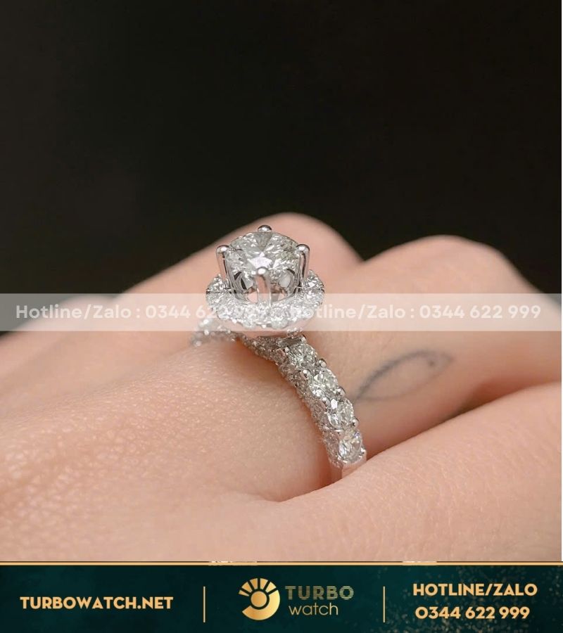 Nhẫn nữ chế tác vàng 10k,kim moissanite N114