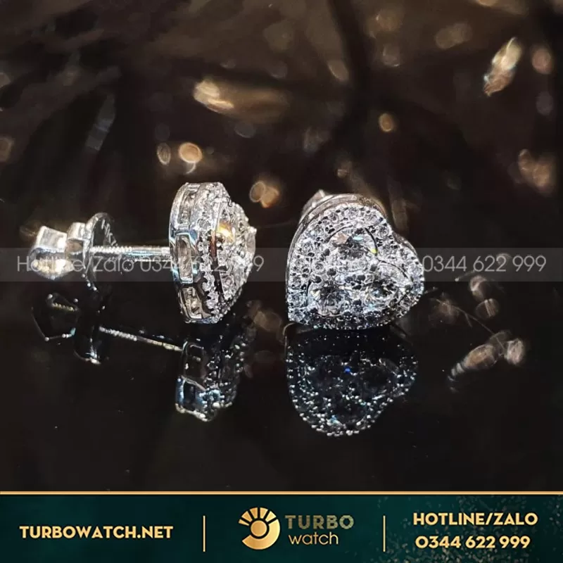 Bông Tai Nữ Vàng Trắng Thiết Kế Sang Trọng