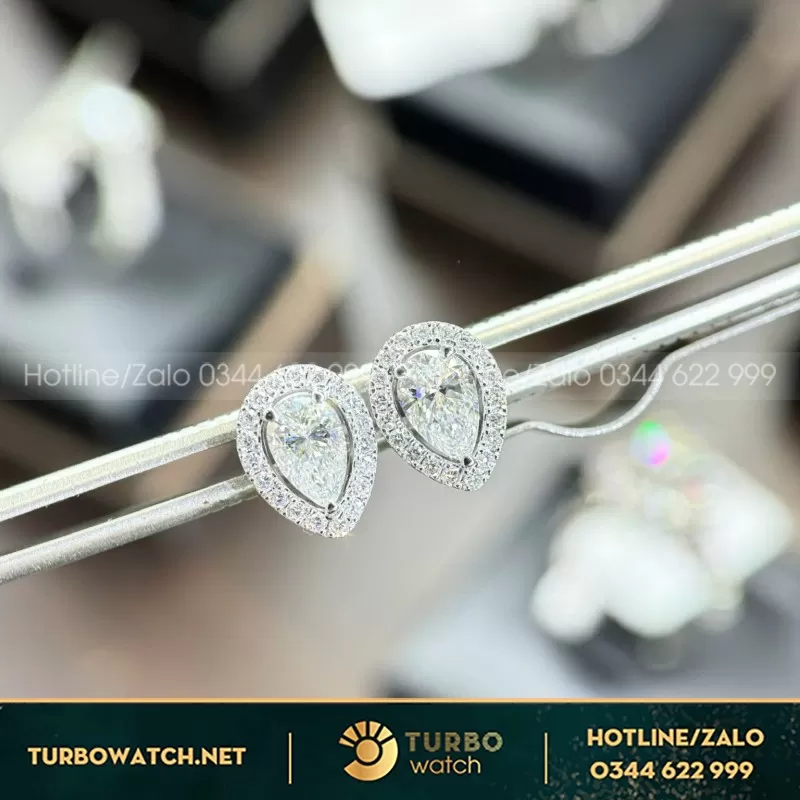 Bông Tai Pear Lab-Grown Diamond Halo Set Stud Earrings