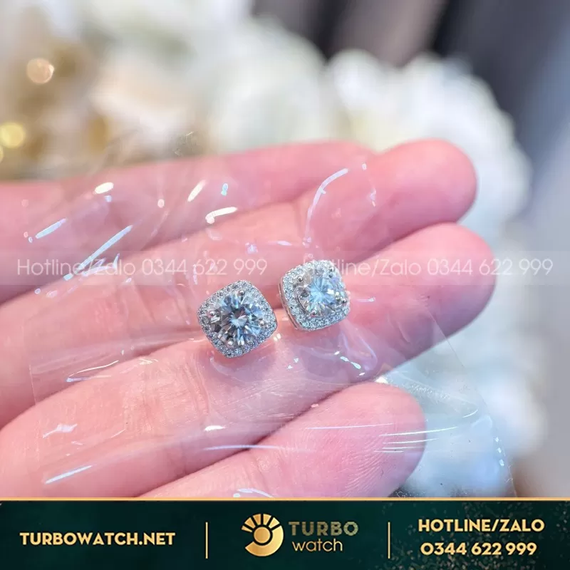 Bông Tai Super Earring Double Halo Custom Full Diamond