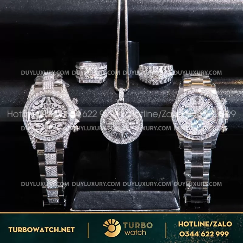 Combo Đồng Hồ + Vòng Cổ + Nhẫn Moissanite 1