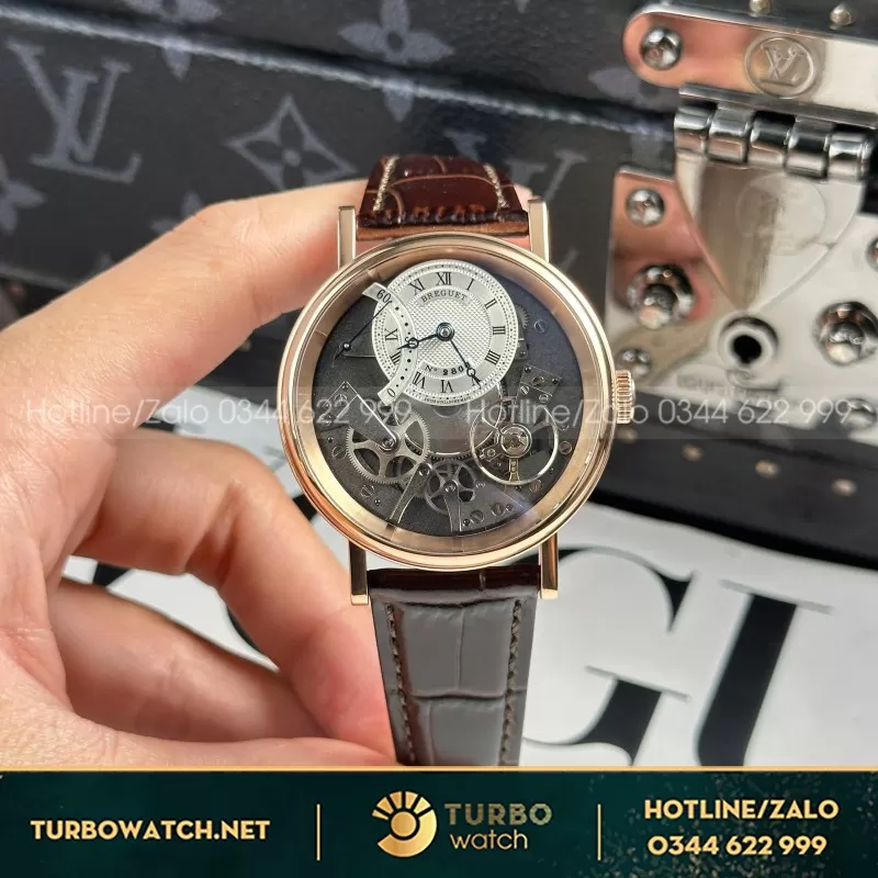Đồng Hồ Breguet Tradition 7057 Replica Cao Cấp Dây Da Nâu Nhà Máy ZF 40mm