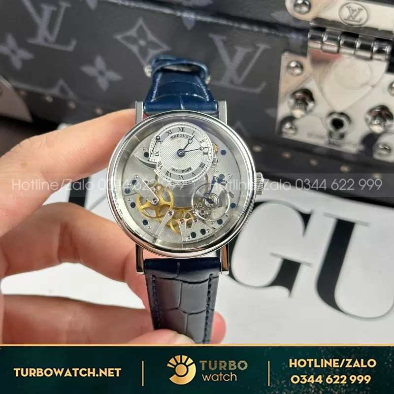 Đồng Hồ Breguet Tradition 7057 Replica Cao Cấp Dây Da Xanh Dương Nhà Máy ZF 40mm