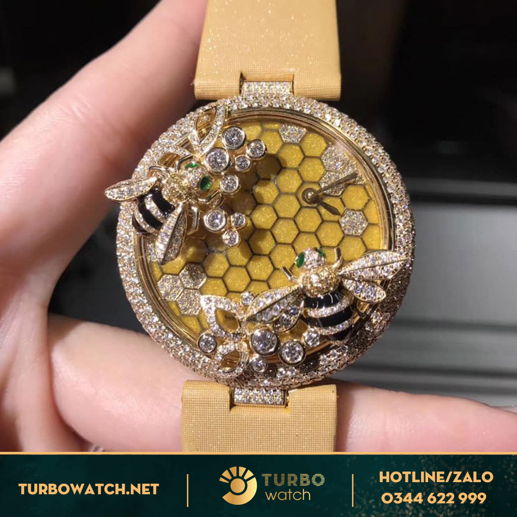 Đồng hồ cartier nữ ong vàng chế tác vàng khối 18k kim thiên nhiên