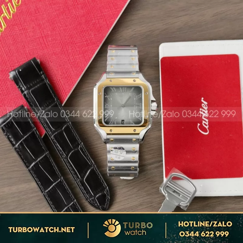 Đồng Hồ Cartier Santos Replica 1:1 Nữ Màu Demi Nhà Máy BV 39.8mm