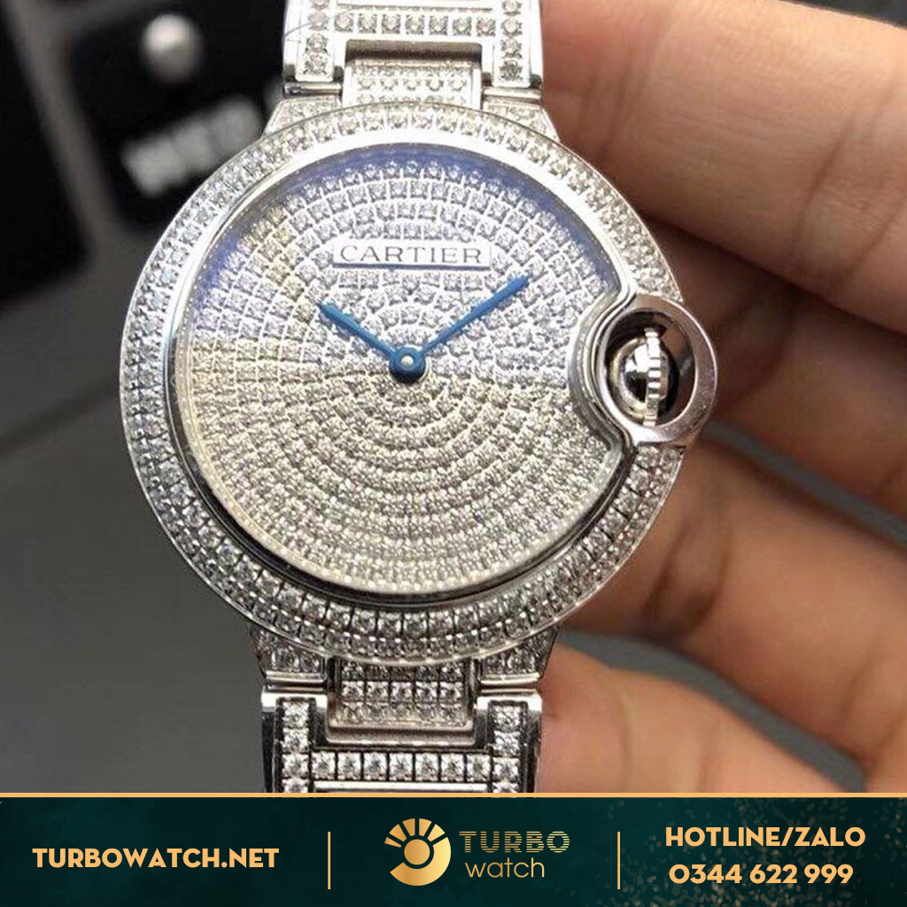 đồng hồ CATIER fake 1-1 BALLON BLEU WHITE DIAMOND