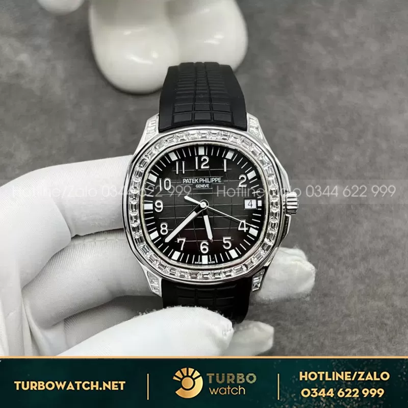Đồng Hồ Chế Tác Patek Philippe Aquanaut 5167 Vàng Trăng 18k Kim Cương Thiên Nhiên Chuẩn Auth 40mm