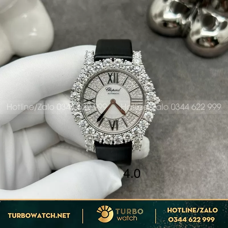 Đồng Hồ Chopard Chế Tác Vàng Trắng 18k Kim Cương Thiên Nhiên 34mm