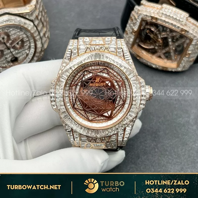 Đồng Hồ Hublot Big Bang Sang Bleu Vàng 18K Kim Cương Thiên Nhiên 44mm