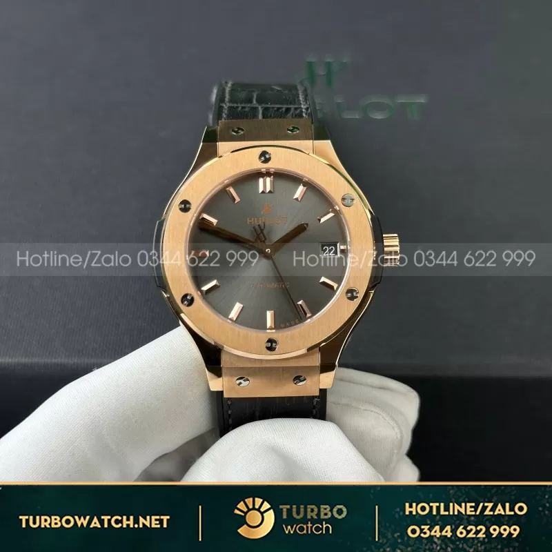 Đồng Hồ Hublot Classic Fusion King Gold Gray Replica 1:1 Nhà Máy JJF 38mm