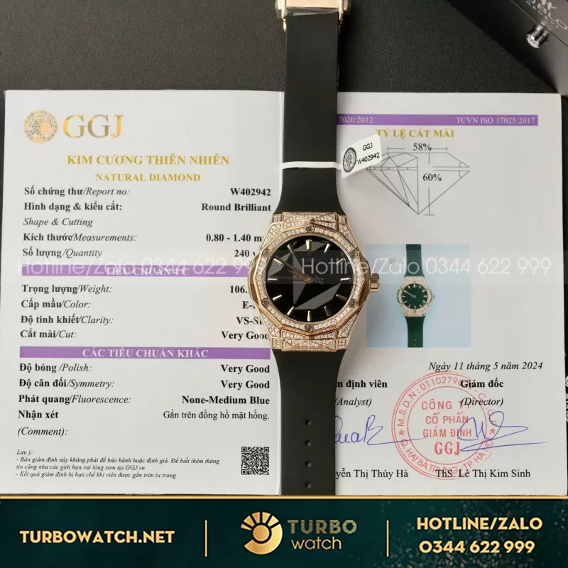 Đồng Hồ Hublot Orlinski King Gold Đính Full Kim Cương Tự Nhiên Replica 11 40mm