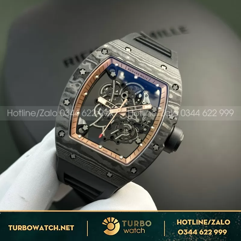 Đồng Hồ Nam Richard Mille RM055 Bubba Watson Vỏ Carbon Rep 11 Cao Cấp Nhà Máy APS 42.7×49.9mm