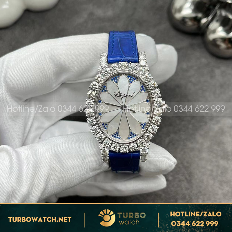 Đồng hồ nữ Chopard chế tác vàng khối kim cương thiên nhiên size 29mm quazt