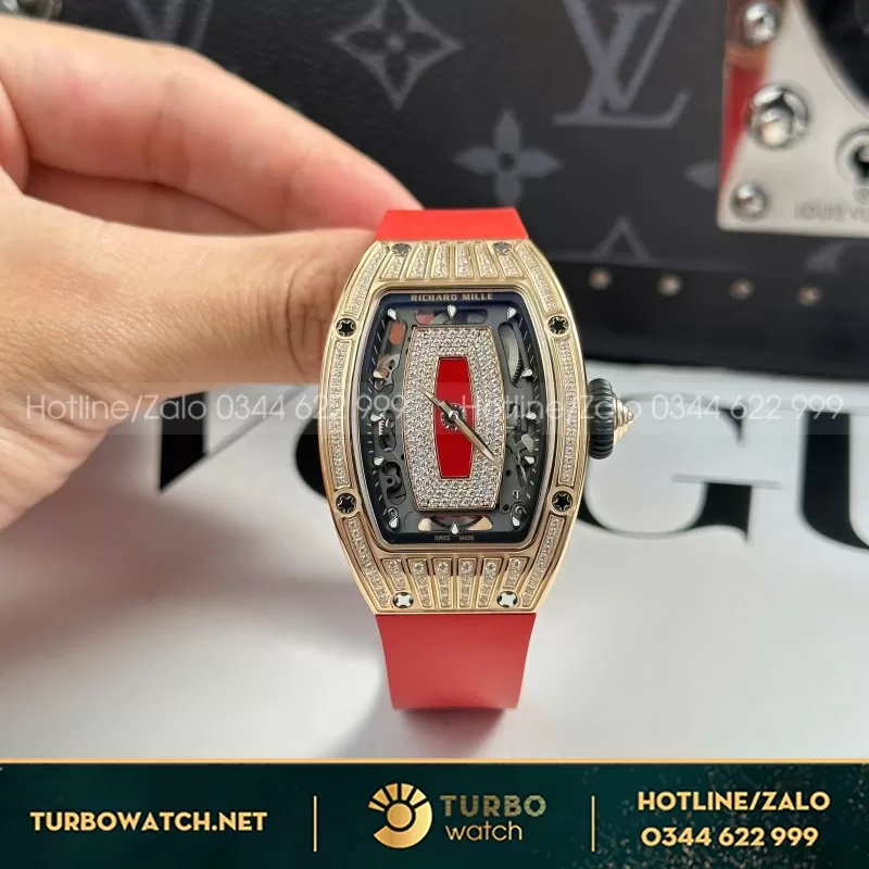 Đồng Hồ Nữ Richard Mille RM07-01 Chế Tác Vỏ Carbon Màu Đỏ 32x46mm