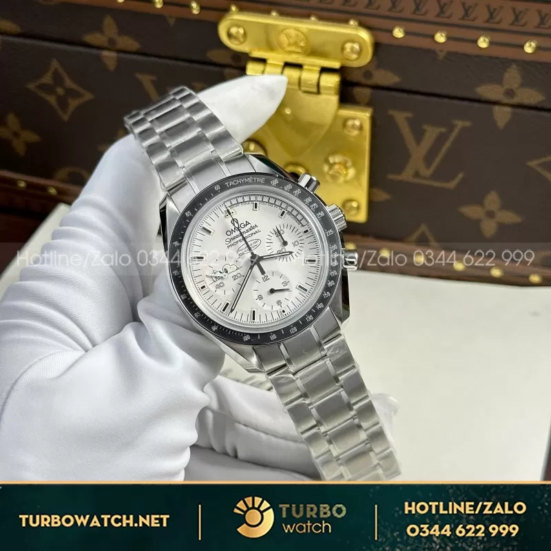 Đồng hồ Omega Speedmaster Apollo 13 Silver Snoopy— size 42mm— chạy full chức năng chronograph— OM Factory