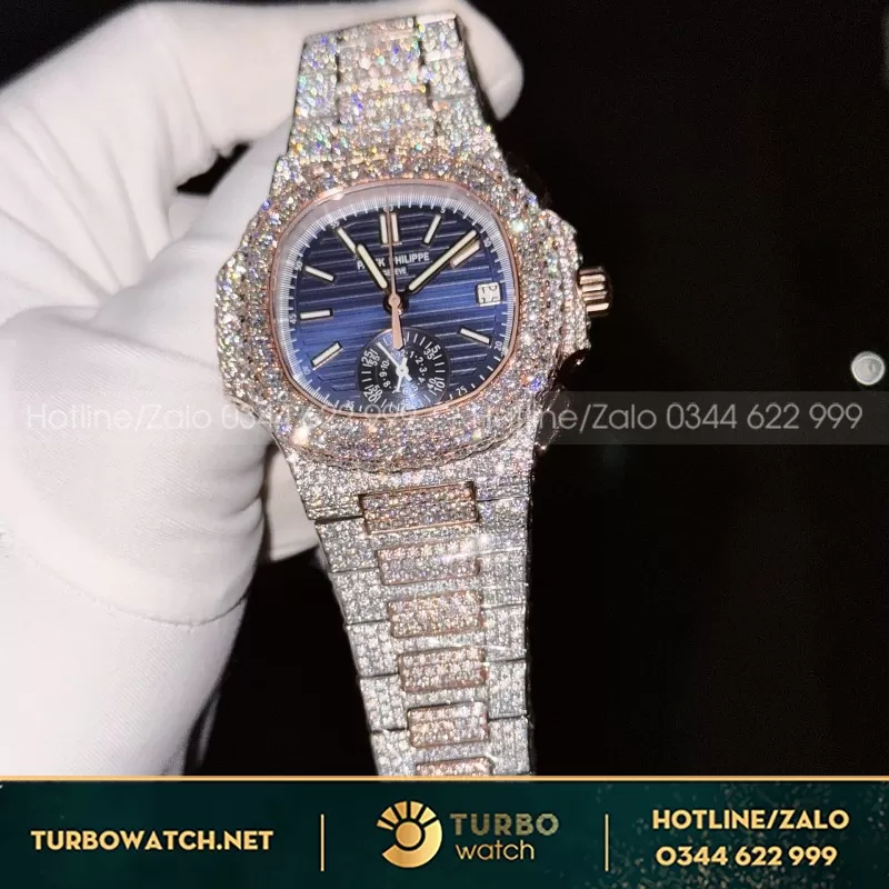 Đồng Hồ Patek Philippe 5980 Chế Tác Bọc Vàng Full Moissanite 40mm