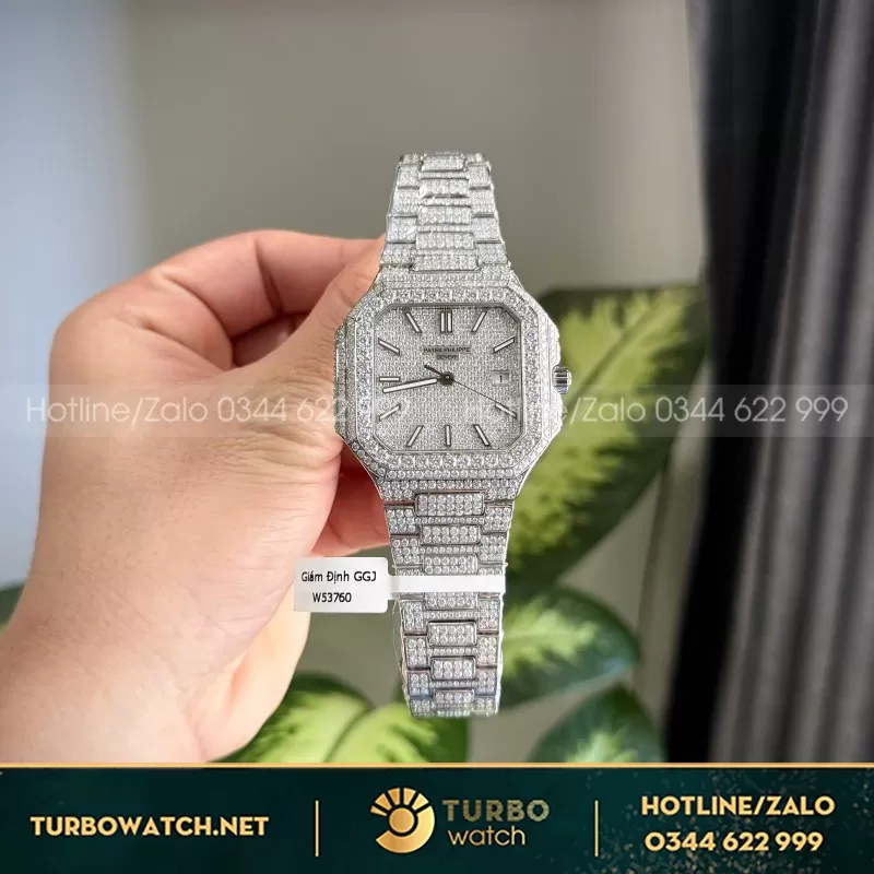 Đồng Hồ Patek Philippe Cubitus 5821 Đính Full Kim Cương Moissanite Hong Kong 45mm