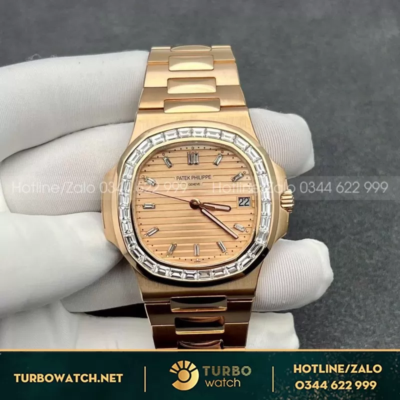 Đồng Hồ Patek Philippe Nautilus 5723 Chế Tác Vàng Hồng 18K Nguyên Khối + Kim Cương Tự Nhiên 40mm