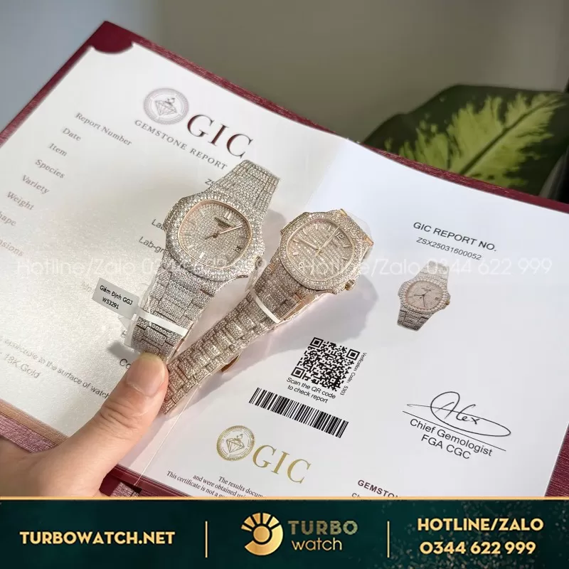 Đồng Hồ Patek Philippe Nautilus 7118 Chế Tác Bọc Vàng + Đính Kim Cương Moissanite 35.2mm