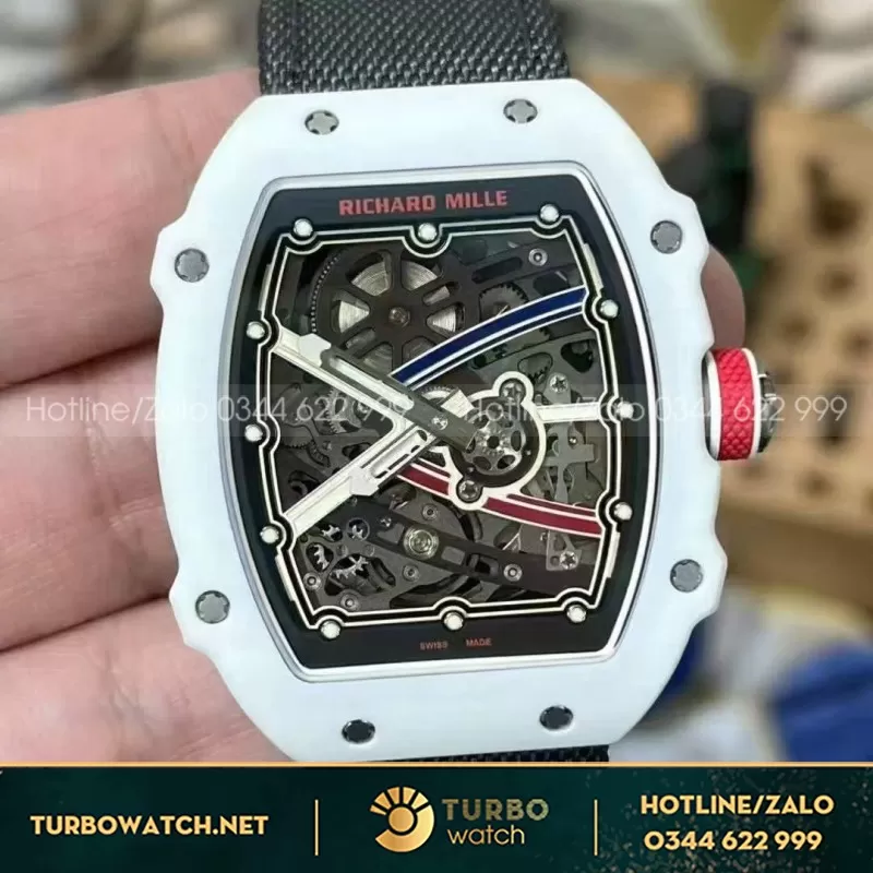 Đồng Hồ Richard Mille Chế Tác RM67-02 Vỏ Carbon Màu Trắng Siêu Nhẹ Trọng Lượng 37 Grams 38.7×47.52mm