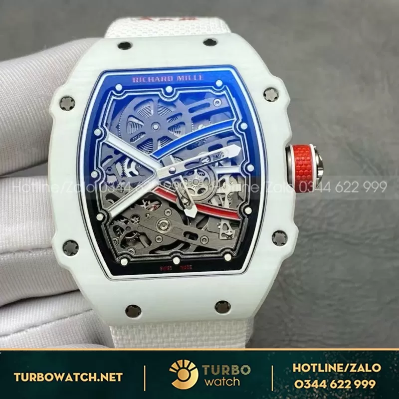 Đồng Hồ Richard Mille Chế Tác RM67-02 Vỏ Carbon Màu Trắng Siêu Nhẹ Trọng Lượng 37 Grams 38.7×47.52mm