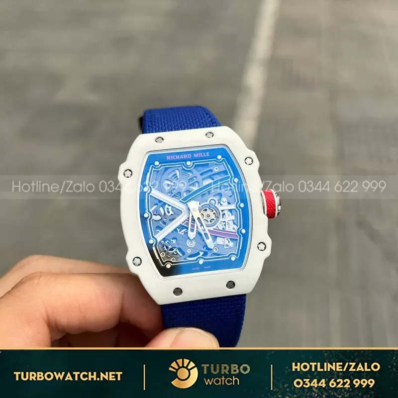 Đồng Hồ Richard Mille Chế Tác RM67-02 Vỏ Carbon White Ceramic France Replica 38.7×47.52mm