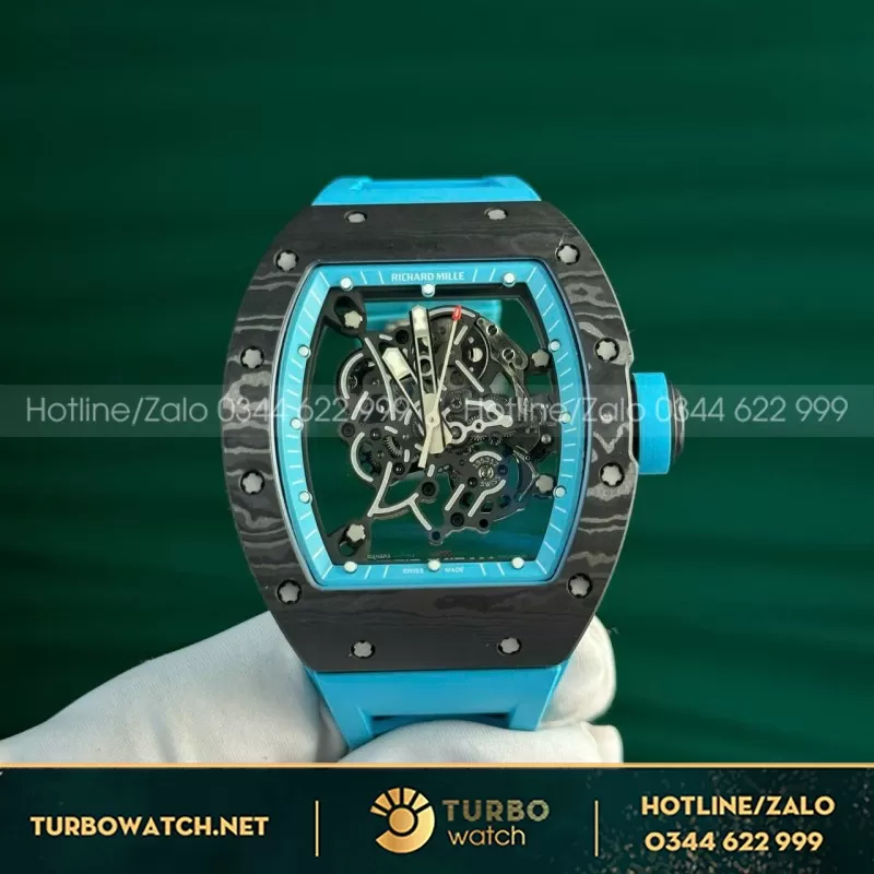 Đồng Hồ Richard Mille RM055 Carbon NTPT Rep 1:1 BBR Dây Xanh 45mm