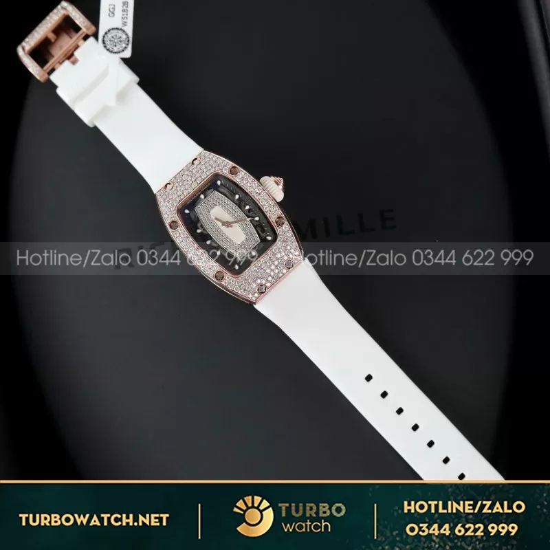 Đồng Hồ Richard Mille RM07-01 Nữ Đính Đá Dây Cao Su Màu Trắng Nhà Máy ZF 36mm
