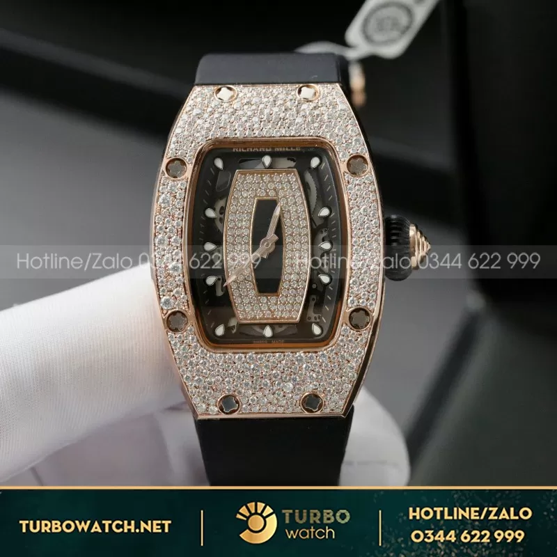 Đồng Hồ Richard Mille RM07-01 Replica 11 Nữ Đính Đá Dây Cao Su Xưởng ZF 36mm