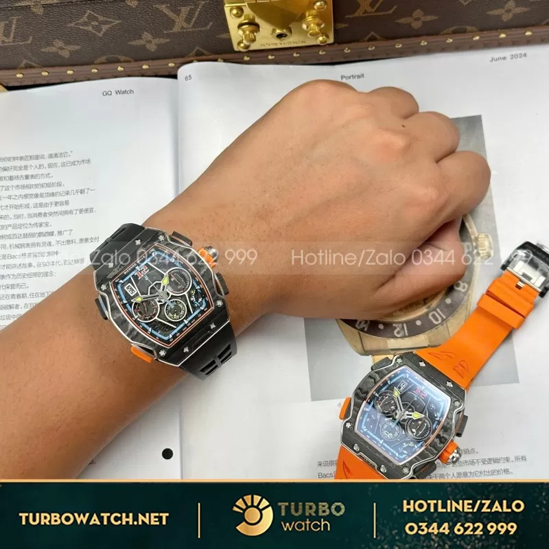 Đồng Hồ Richard Mille RM65-01 Chế Tác Vỏ Carbon Dây Cao Su Đen 44,5×49,9mm