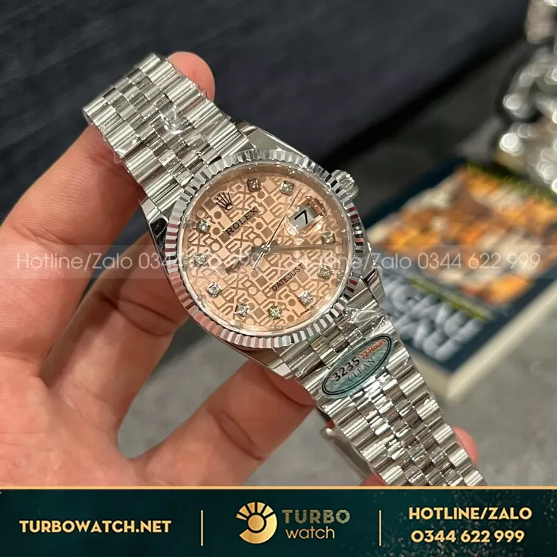 Đồng Hồ Rolex DateJust 126234 Mặt Số Vi Tính Màu Hồng Chế Tác Nhà Máy Clean 36mm