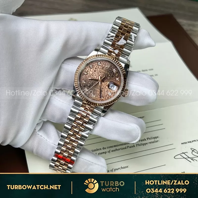 Đồng Hồ Rolex Datejust 126234 Mặt Số Vi Tính Màu Hồng Chế Tác Nhà Máy Clean 36Mm