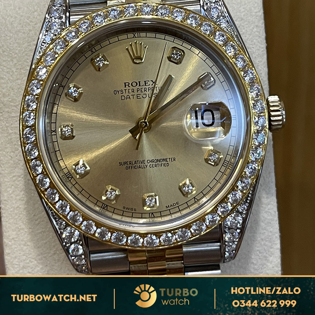 Đồng hồ Rolex Datejust fake 126333 Bọc Vàng Độ Kim cương moissanite
