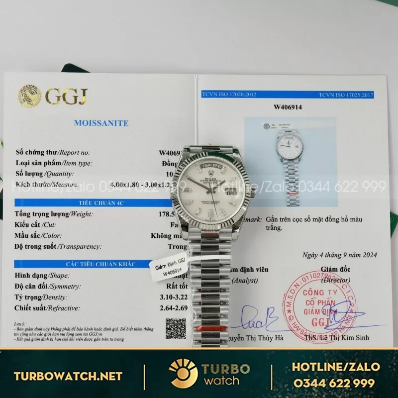 Đồng Hồ Rolex Day-Date Mặt MOP Chế Tác Đính Kim Cương Moissanite 40mm