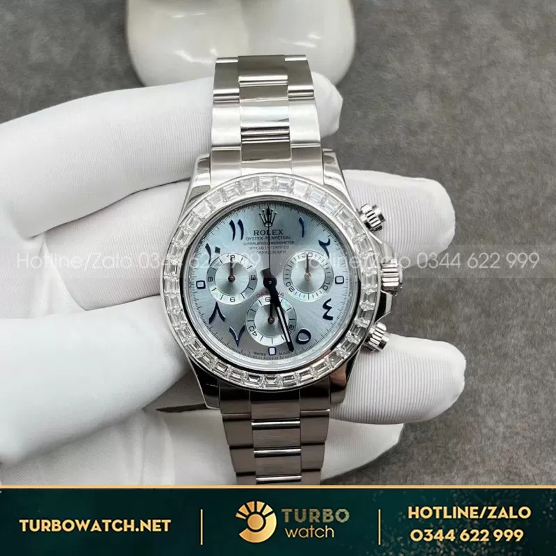 Đồng Hồ Rolex Daytona 116576TBR Chế Tác Platinum Kim Cương Thiên Nhiên Baguette Mặt Số Arabic 40mm