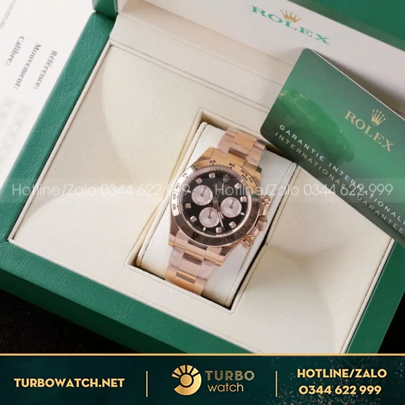 Đồng Hồ Rolex Daytona 126505 Replica 11 Mạ Vàng Hồng Mặt Đen 40mm