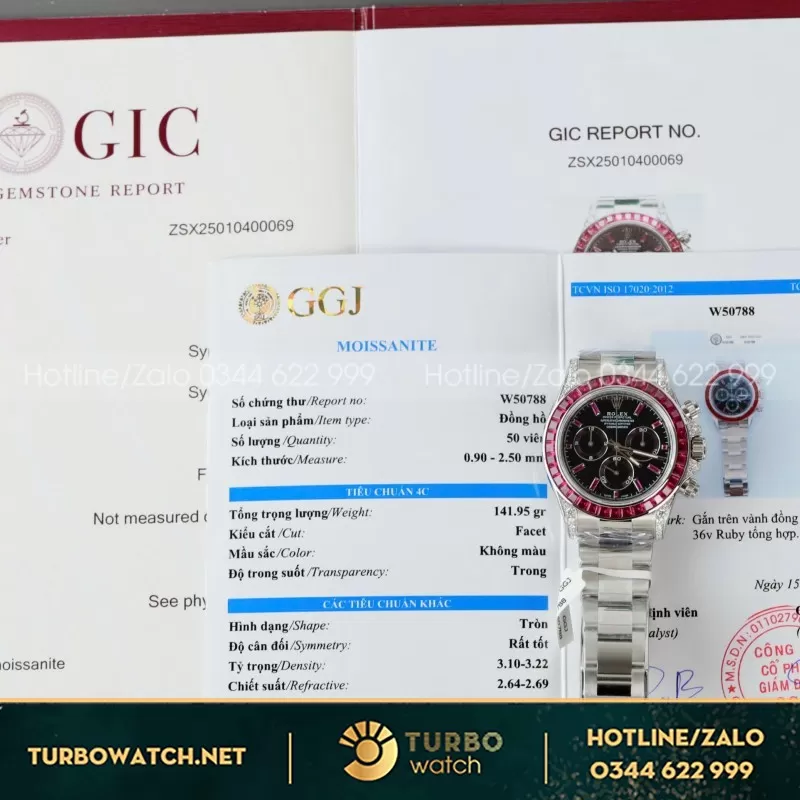 Đồng Hồ Rolex Daytona 126599TRU Vàng Trắng 18K Nguyên Khối + Ruby + Kim Cương Tự Nhiên 40mm