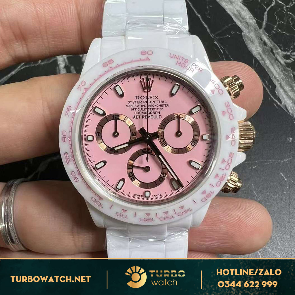 Đồng hồ rolex daytona pink dial vỏ ceramic