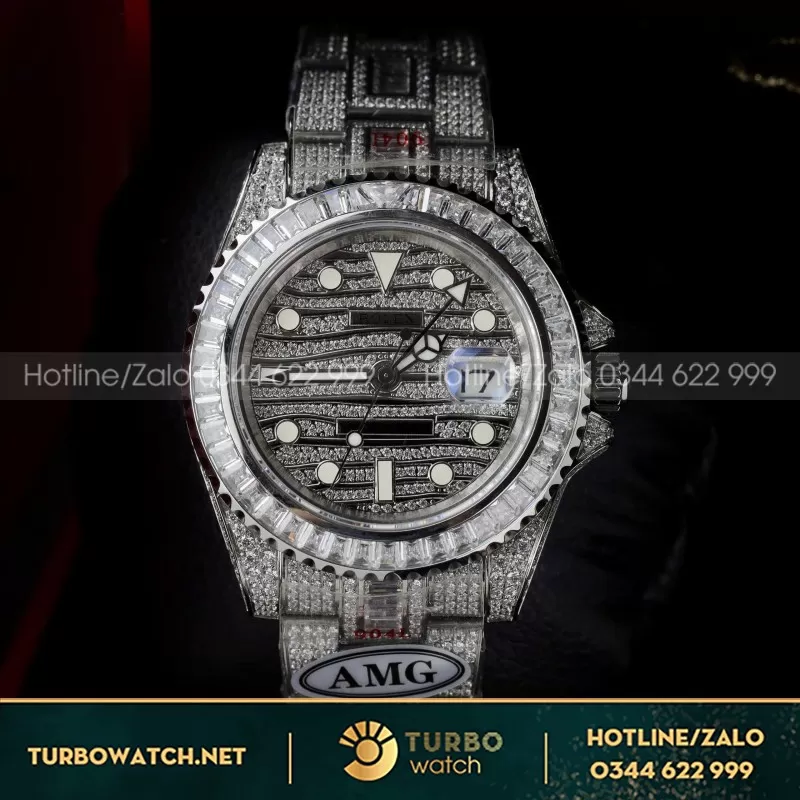 Đồng Hồ Rolex Nam Đính Đá GMT Master II Nhà Máy AMG 2024 40mm