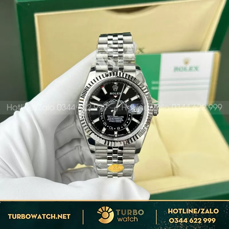 Đồng Hồ Rolex Rep 11 Sky Dweller 326934 Mặt Đen Dây Jubilee 42mm
