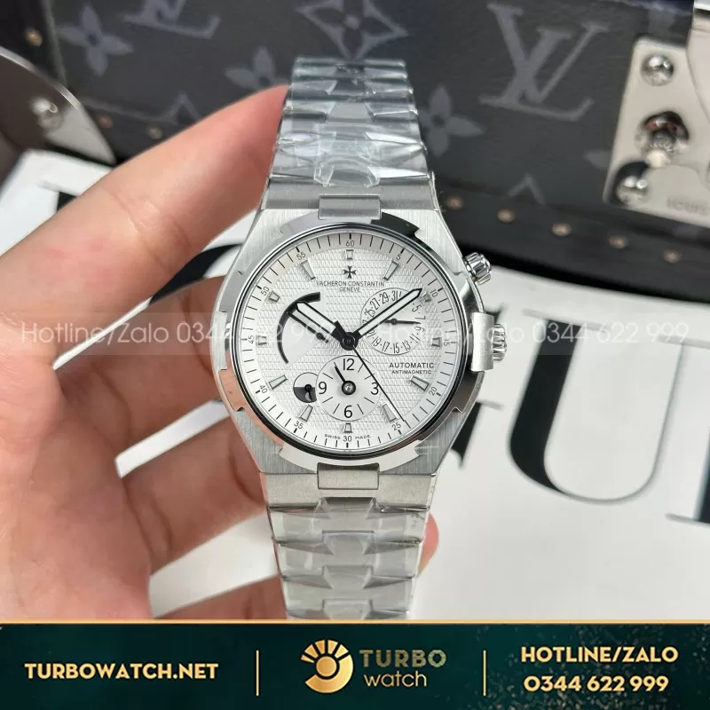 Đồng Hồ Vacheron Constantin Rep Cao Cấp Overseas Dual Time 47450 Màu Trắng 9F 42mm