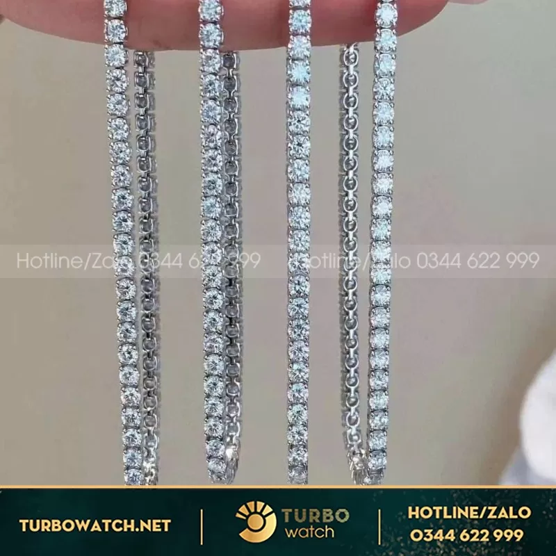 Lắc Tay Vàng Trắng 10K Moissanite