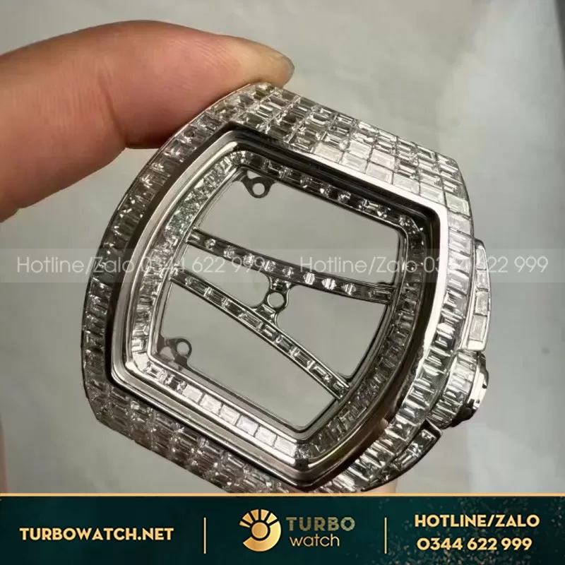 Mặt Đồng hồ Richard Mille Custom White Gold 18k Baguette Diamond