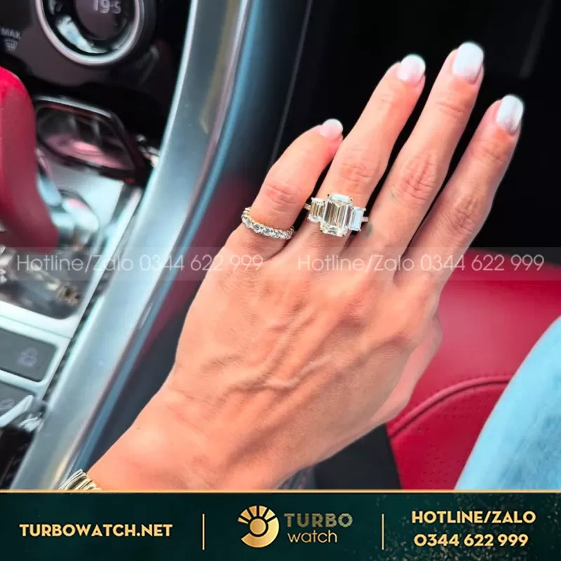 Nhẫn 3.8Ct Emerald Lab Diamond Trilogy