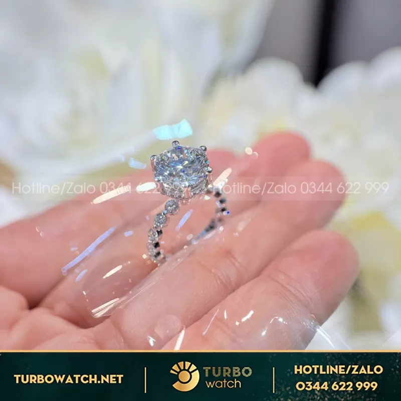 Nhẫn Au750+Diamond Lab+10mm Lab