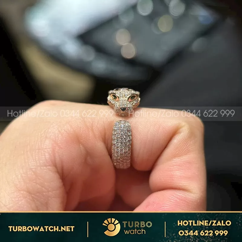 Nhẫn Báo Vàng Hồng Moissanite